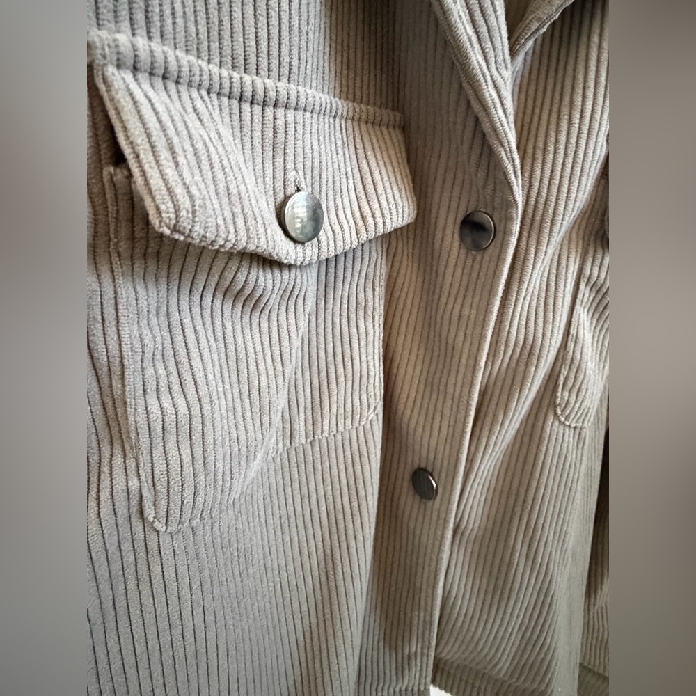 NWOT New XL 12 SHEIN flap pocket Corduroy Button-Up Jacket blazer olive green - Picture 9 of 17